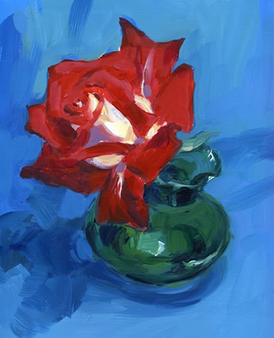 Love Rose in Green Vase